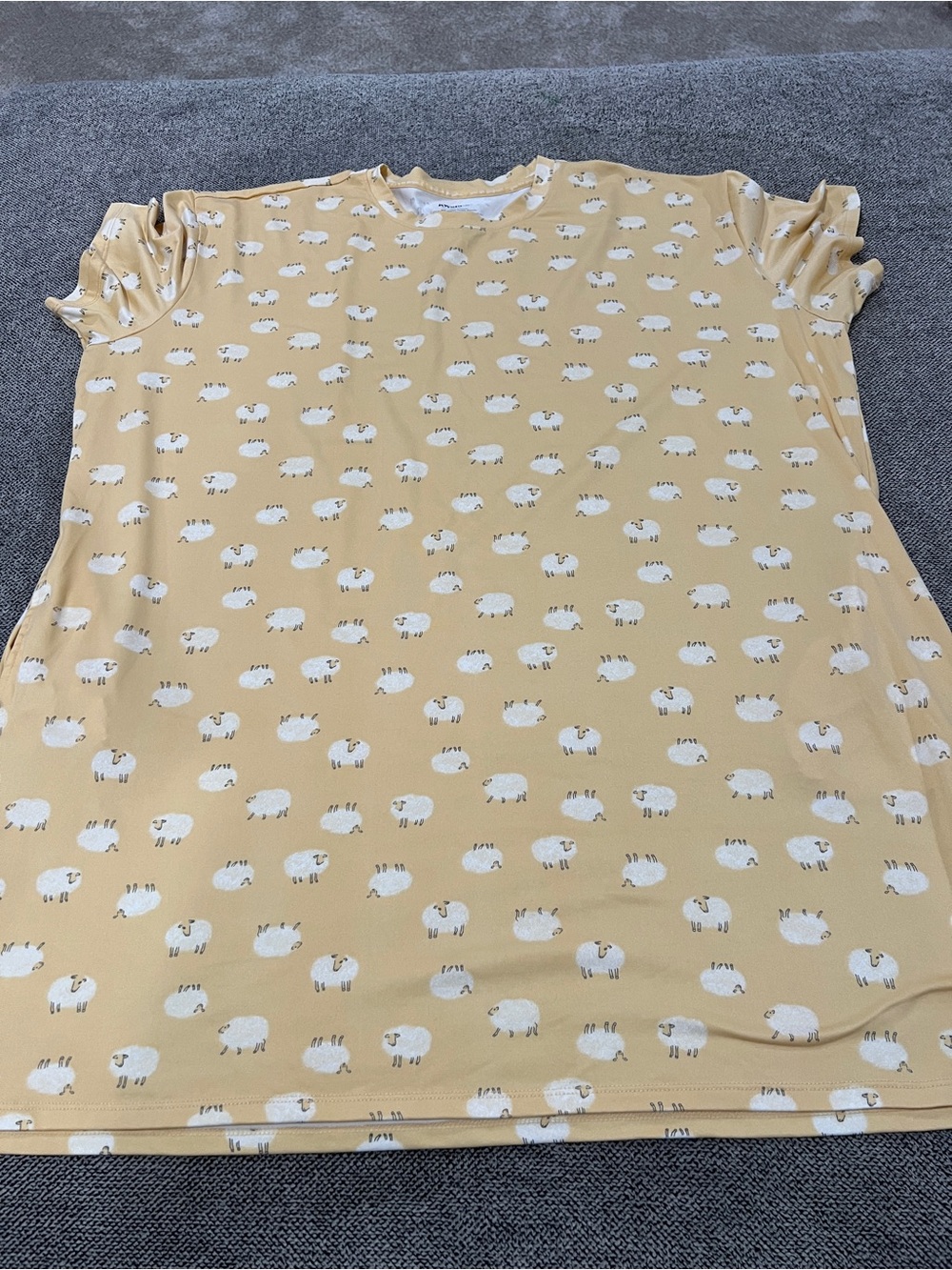 Women’s Nightshirt w/White/Black Sheep Print - Light Yellow/White -2X/3X